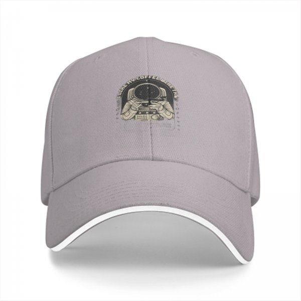 Black Baseball Cap With Astronaut Coffee Lover Print