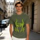 Olive Green T-Shirt With Monster Horned Claw Graphic Print