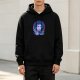 Black hoodie with neon gothic character graphic print