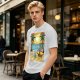 Olive T-Shirt with Beach Scene Print Featuring Totoro and Friends