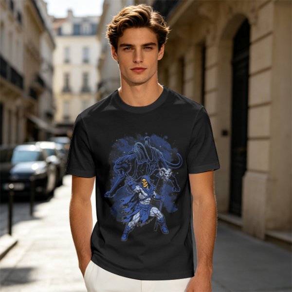 Olive T-Shirt with Skeletor Dark Fantasy Graphic Print