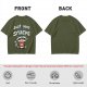 Olive green t-shirt with 'Just Here for the Snacks' and raccoon graphic