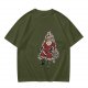 Olive T-shirt with Santa Claus on Skull Throne Graphic