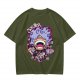 Olive T-shirt with Joyboy Gear 5 Luffy Laughing Anime Print