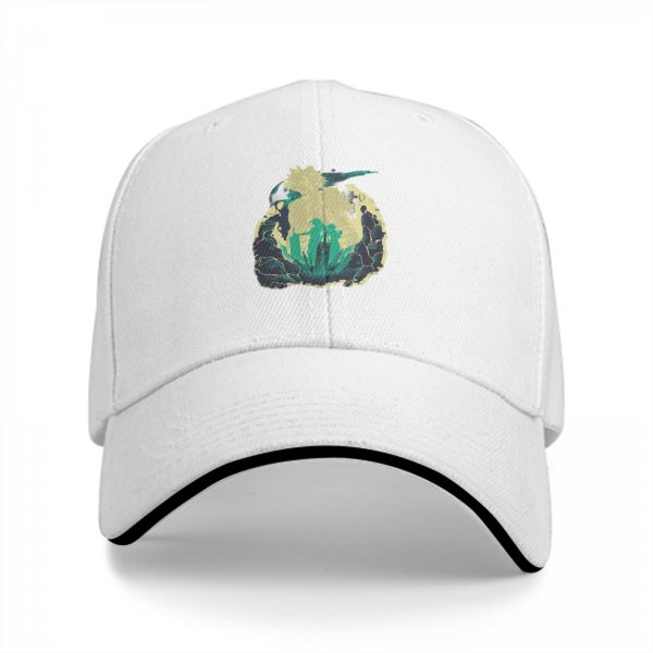Black Baseball Cap With Anime Character Silhouette Graphic