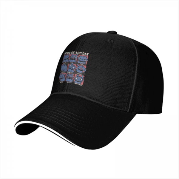 Black baseball cap with 'Mood of the Day' dragon emotion grid print