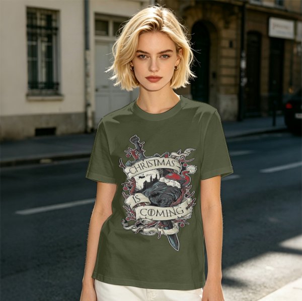 Christmas Is Coming Graphic Tee With Dark Fantasy Artwork