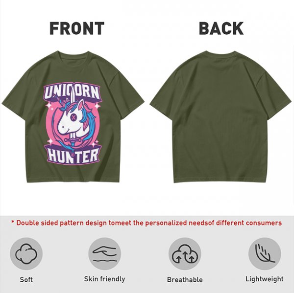 Unicorn Hunter Graphic Tee with Sword and Sparkle Design
