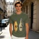 Olive T-Shirt With Surprised Flame and Burnt Ghost Character Art
