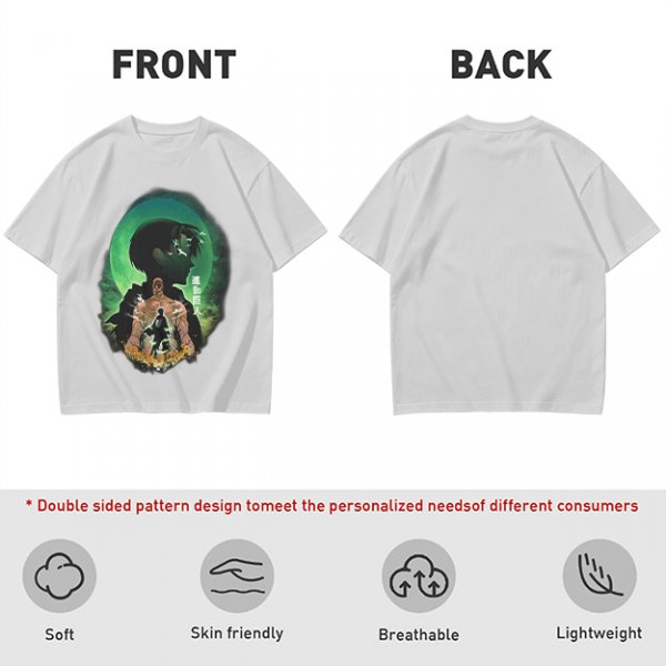 Attack on Titan layered silhouette graphic olive t-shirt
