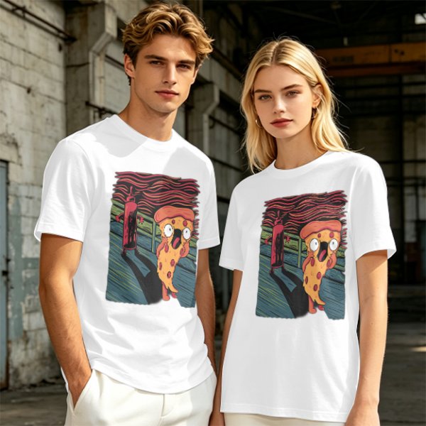 Olive T-Shirt With Funny Pizza Slice Scream Art Print