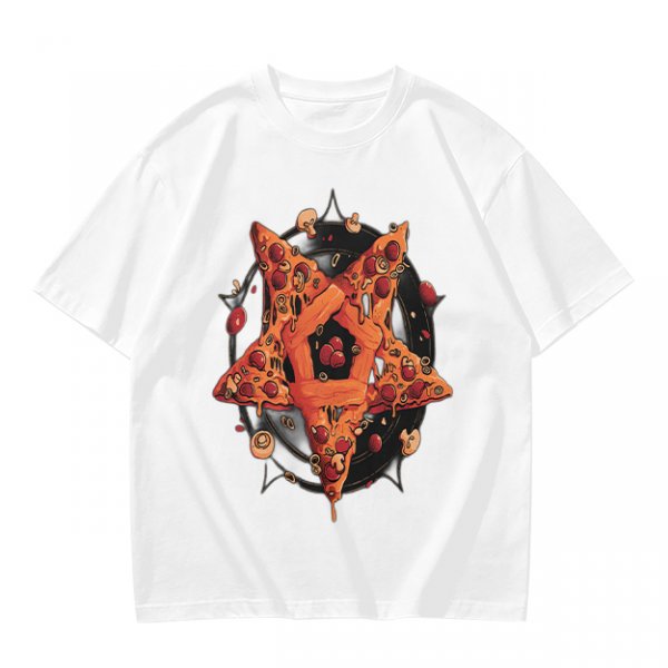 Olive T-Shirt With Pizza Pentagram Graphic Design