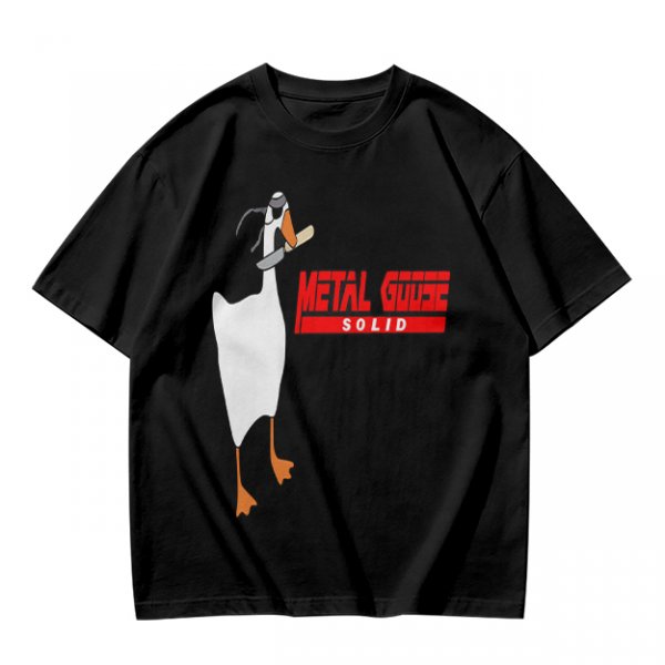 Olive T-Shirt With Metal Goose Solid Parody Graphic Print