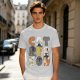 Olive T-Shirt With Cute Cat Letter Graphic Design