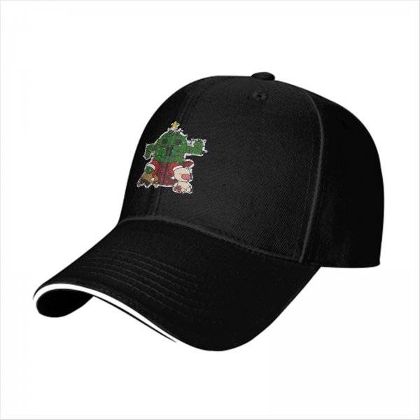 Black baseball cap with Christmas cactus and moogle festive print