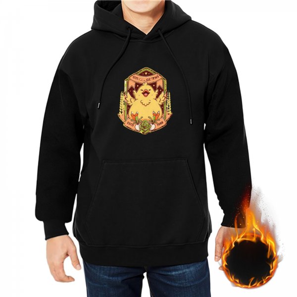 Black Hoodie With Cute Chocobo Crest Graphic