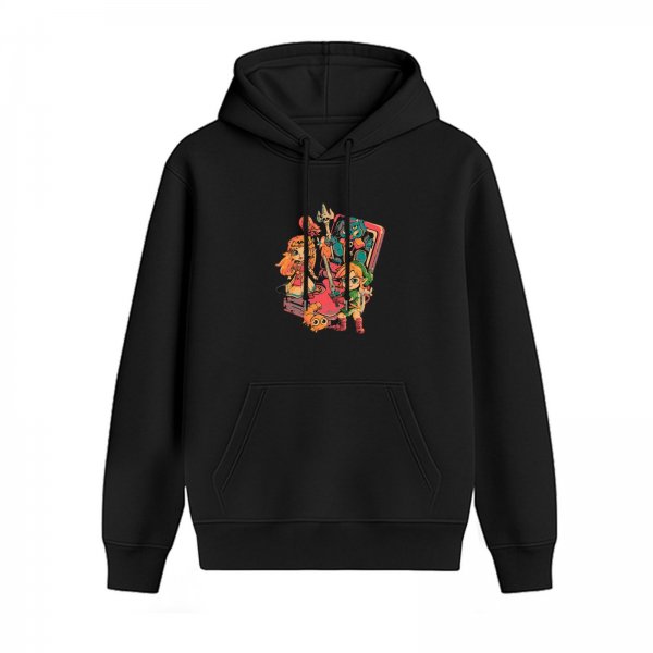 Black hoodie with The Legend of Zelda chibi character print
