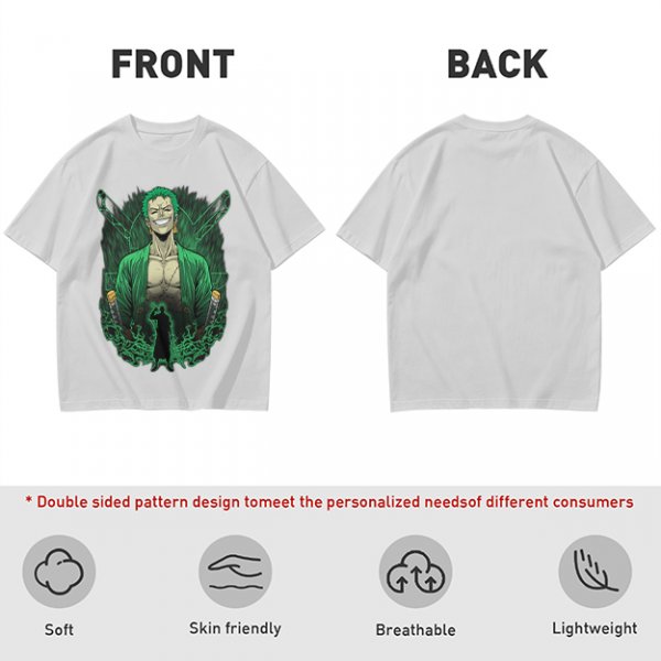 One Piece Roronoa Zoro Graphic Print Olive T-Shirt