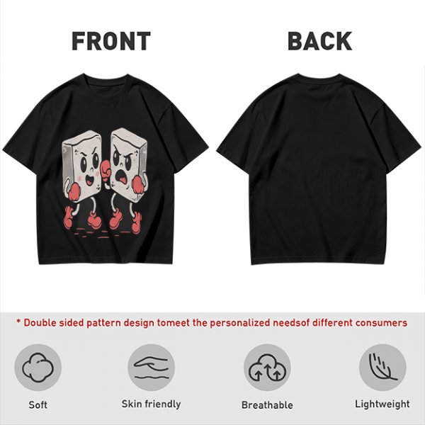 Olive T-Shirt With Retro Cartoon Fighting Ice Cubes Graphic