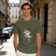 Olive Green T-Shirt with 'Hello Monday!' Coffee Character Graphic