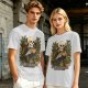 Skeleton with Coffee and Plants T-Shirt Graphic