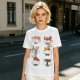 Olive green t-shirt with sushi cat illustrations