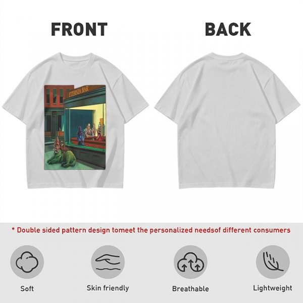 Olive T-Shirt With Surreal Bar Scene Graphic Print