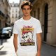 Olive graphic t-shirt with nervous white cat and 'All of my systems are nervous' text