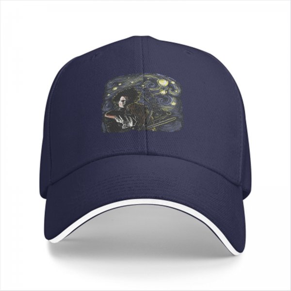 Black Baseball Cap With Starry Night Edward Scissorhands Art Print