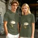 Olive T-shirt with Sleeping Totoro and Crossover Anime Characters Print