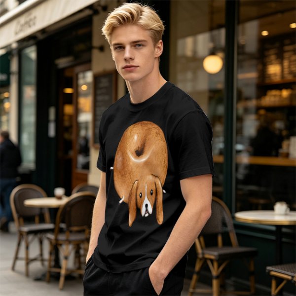 Olive Green T-Shirt With Donut Shaped Beagle Print