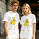 Olive Green T-Shirt With Whimsical Yellow Girl Graphic Print