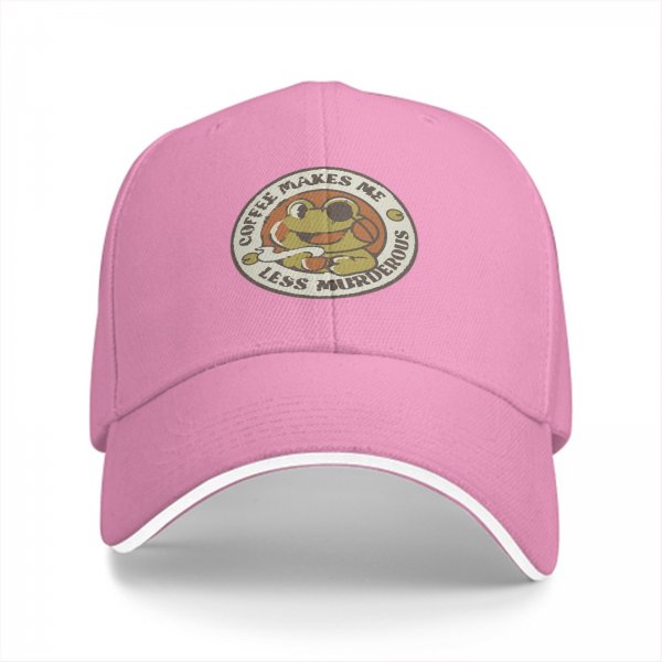 Black baseball cap with coffee makes me less murderous frog graphic