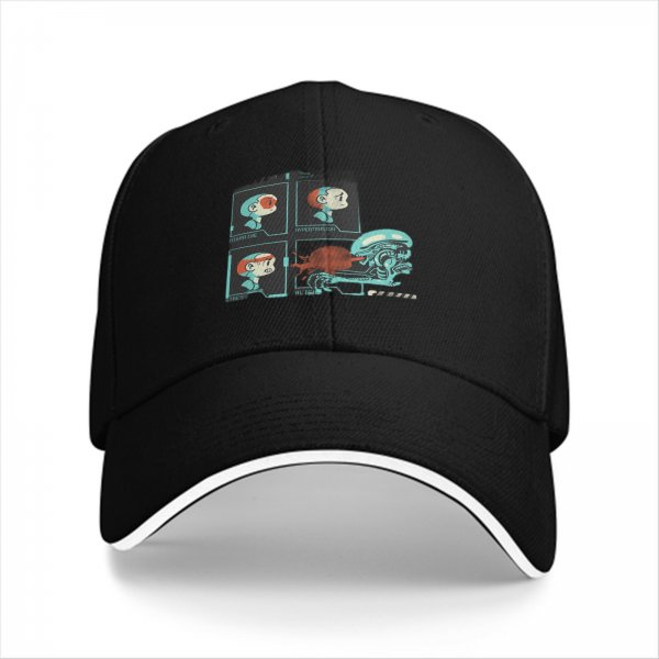 Black Baseball Cap With Sci-Fi Alien Facehugger Art Print