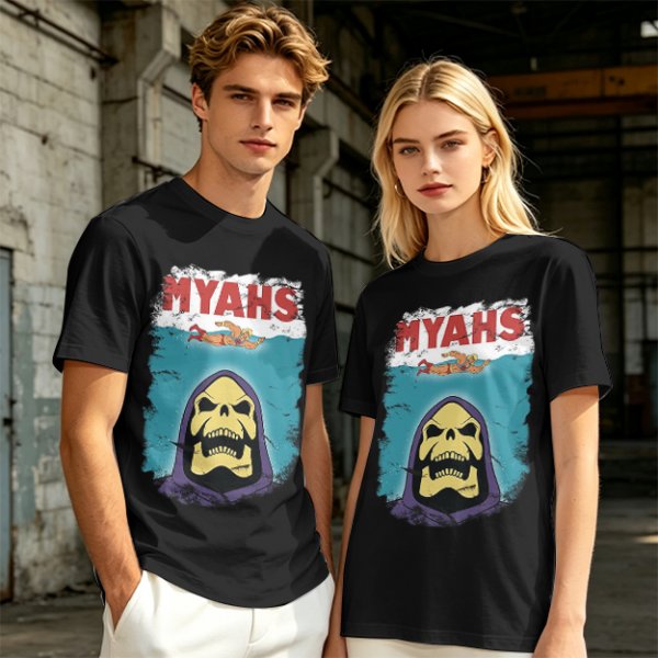 Olive Graphic T-Shirt with Skeletor Jaws Parody Art