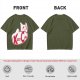 Olive green t-shirt with Kitty Cat graphic print