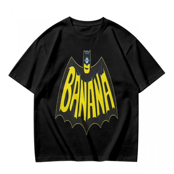 Olive green t-shirt with banana bat logo graphic