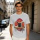 Olive t-shirt with cute cat sushi characters on a wooden platter