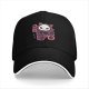 Black Baseball Cap With Cute Skull Cat Ice Cream Graphic