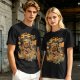 Olive Green T-Shirt with Retro Coffee Monster Graphic Print