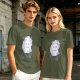 Olive T-Shirt With Cute White Cat 'I Am The Prettiest Flower' Print