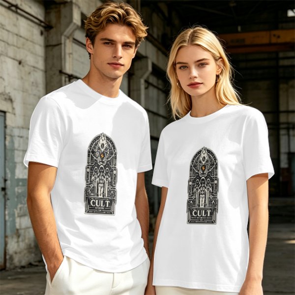 Olive Graphic T-Shirt With Cult Occult Art Print