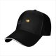 Black baseball cap with coffee themed graphic and text