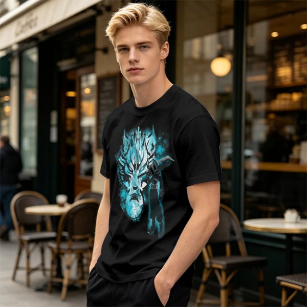 Olive Green T-Shirt With Alien Warrior Graphic Print