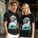 Olive T-Shirt With Wolf Warrior And Moon Forest Art Print