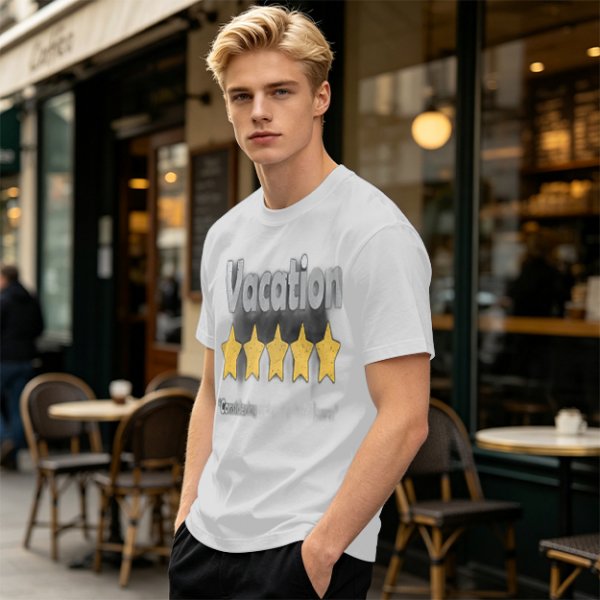 Olive Green T-Shirt With Vacation And Five Star Graphic Print