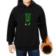 Black hoodie with green witch cauldron and sorcery text graphic
