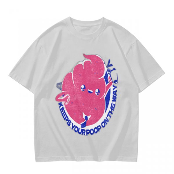 Olive T-Shirt With Funny Colon Graphic 'Keeps Your Poop On The Way' Print