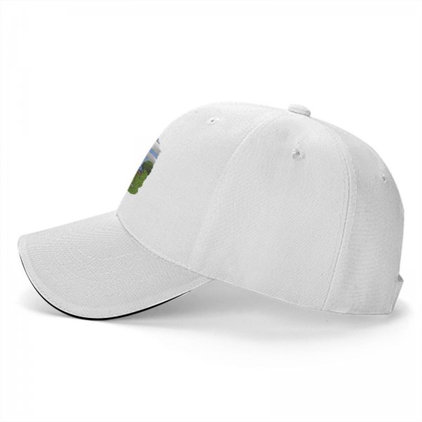 Black Baseball Cap With Cartoon Boys Crossing Stream Artwork