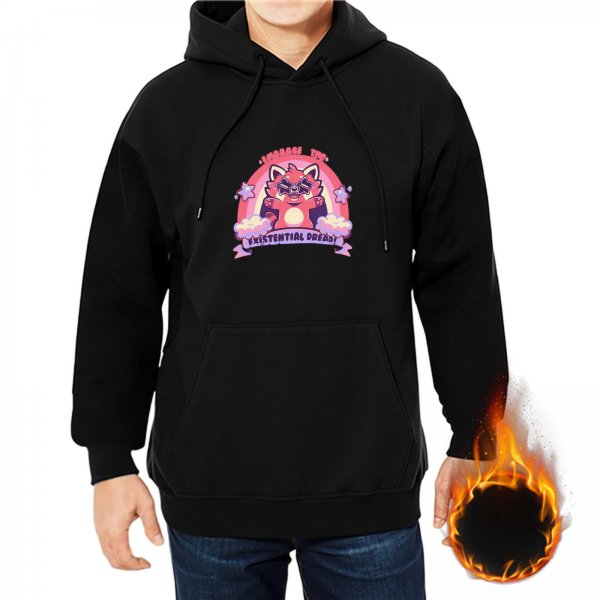 Black Hoodie With Red Panda Existential Ready Graphic